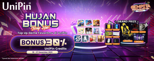 Hujan Bonus 30% UniPin Credits Setiap Hari! Top Up Game Kesayangan Kalian di UniPin!